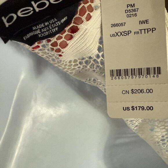 Brand New W/T Bebe Petite Off White Long Sleeve Lace Gown – XXSP - Picture 5 of 12